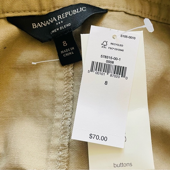 NWT Banana Republic Steppe Linen Blend Mini Skirt in Maverick Tan Khaki Size 8 - Picture 6 of 7